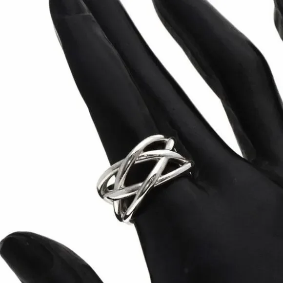 Tiffany Celtic Knot Wide Silver Open Ring - Sz 6.5 - Picture 7 of 16